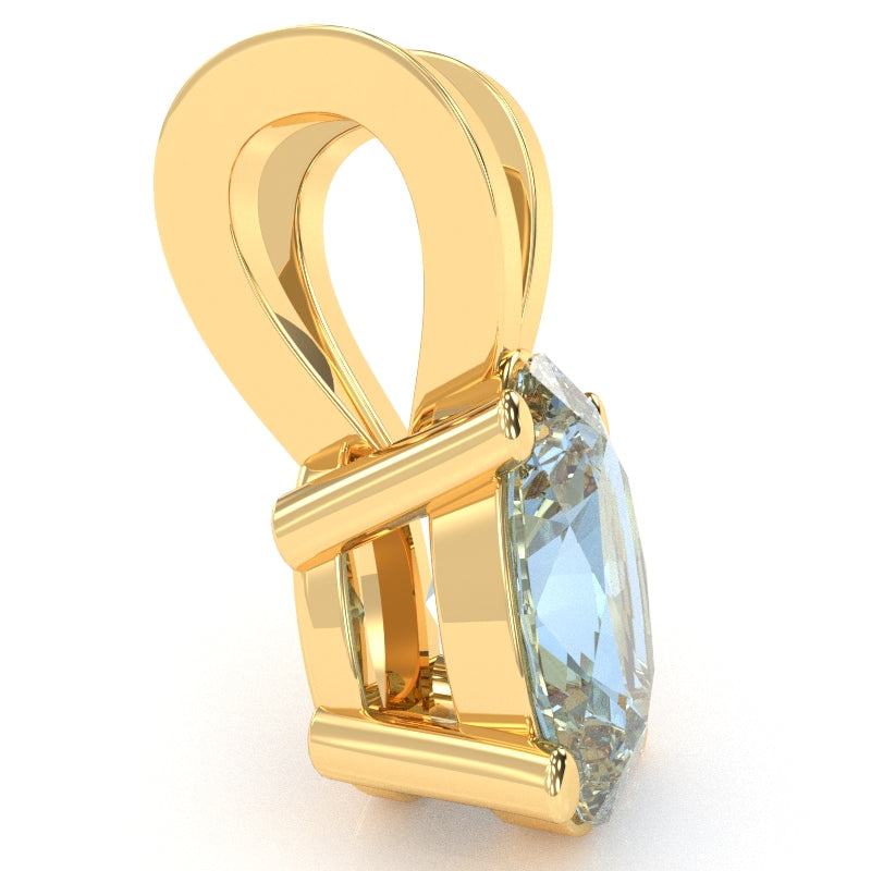 Aquamarine Oval Solitaire Pendant In 14k Yellow Gold