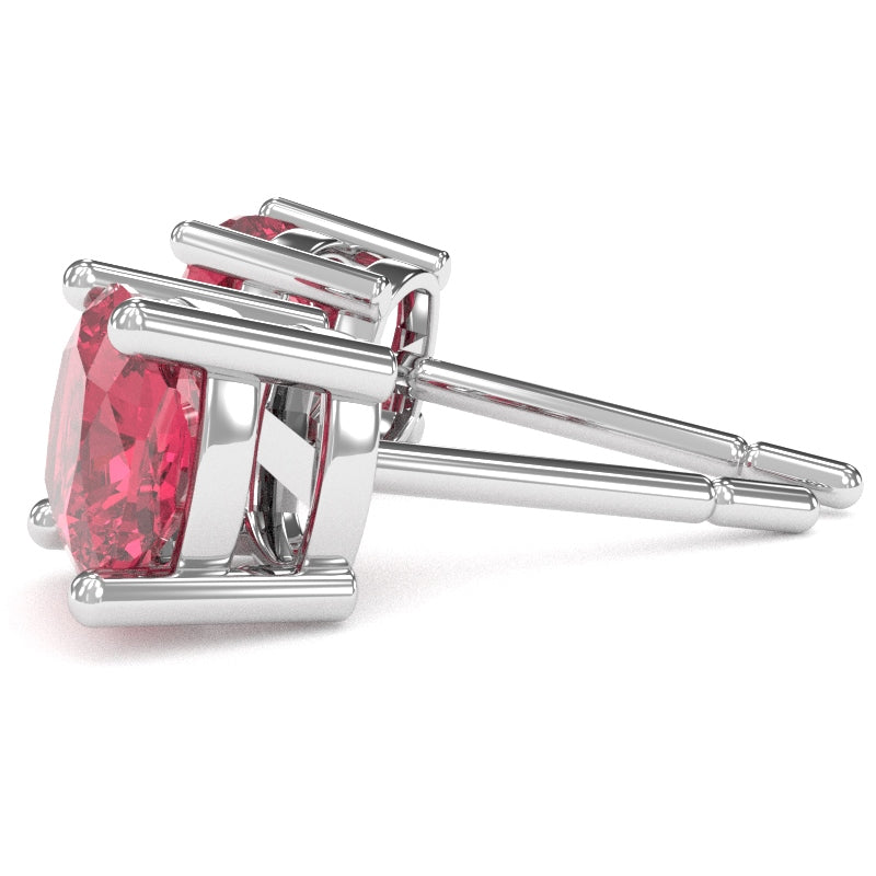 Pink Tourmaline 6mm Cushion Stud Earrings in 14k White Gold