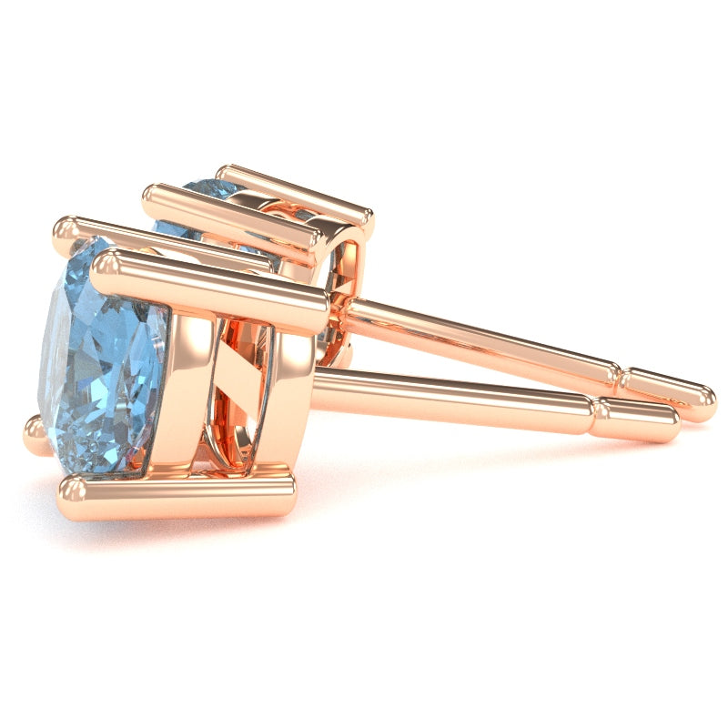 Blue Topaz 5mm Cushion Stud Earrings in 14k Rose Gold