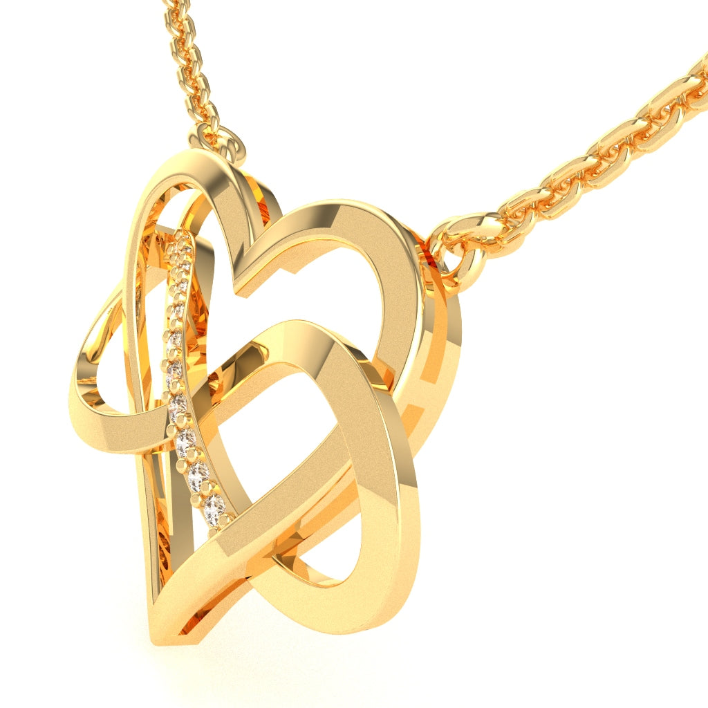Infinity Heart Diamond Necklace In Solid 10k Yellow Gold
