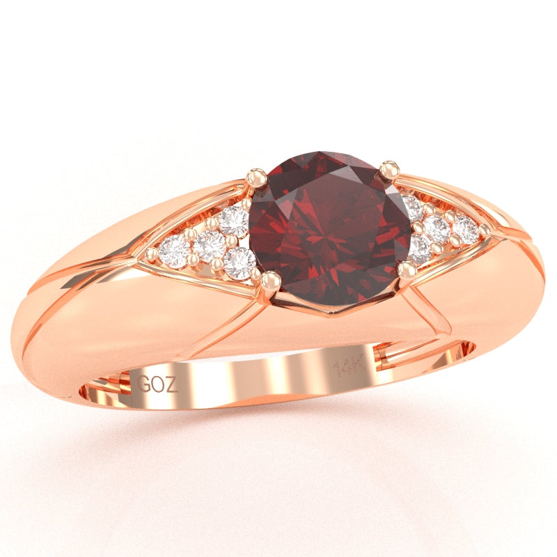Designer Lab-Created Ruby Diamond Cocktail Ring In Solid 14k Rose Gold