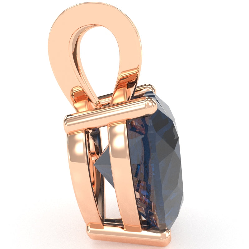 Lab-Created Sapphire Heart Solitaire Pendant In 14k Rose Gold