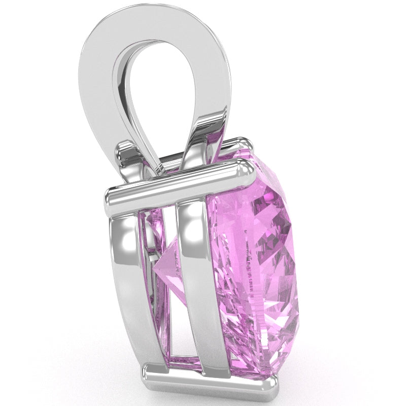Lab-Created Pink Sapphire Heart Solitaire Pendant In 14k White Gold