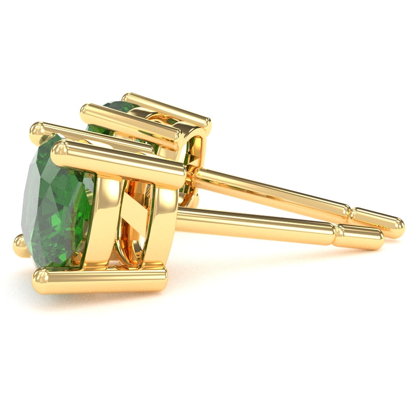 Lab-Created Emerald 5mm Cushion Stud Earrings in 14k Yellow Gold