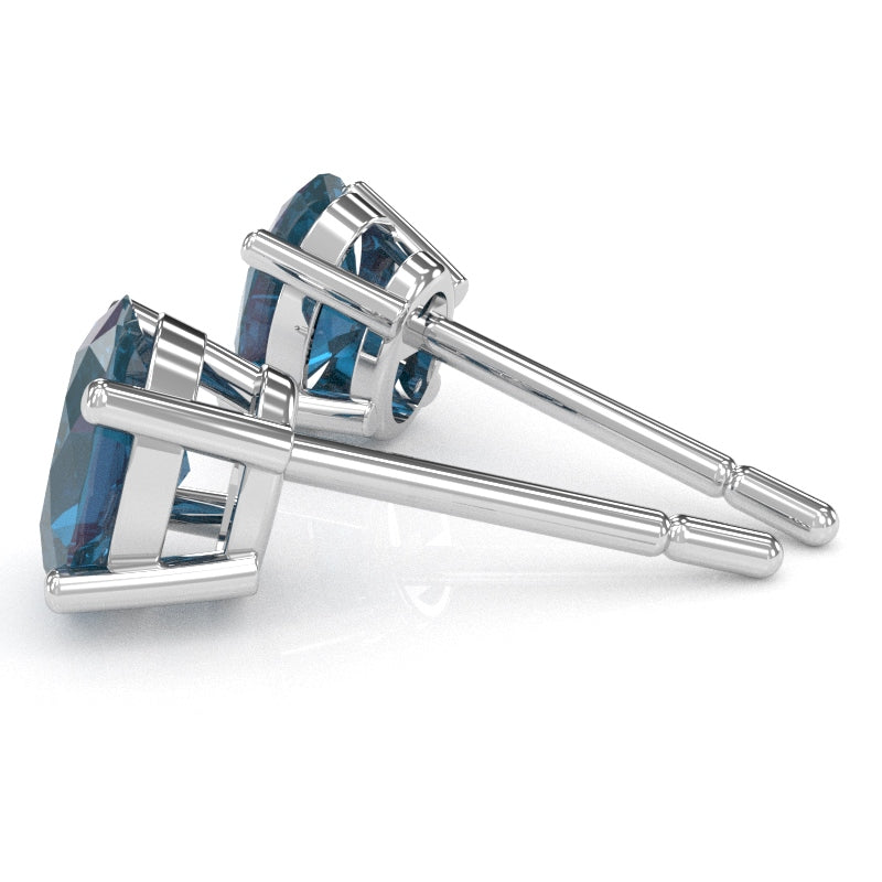 Lab-Created Alexandrite 7x5mm Oval Stud Earrings in 14k White Gold