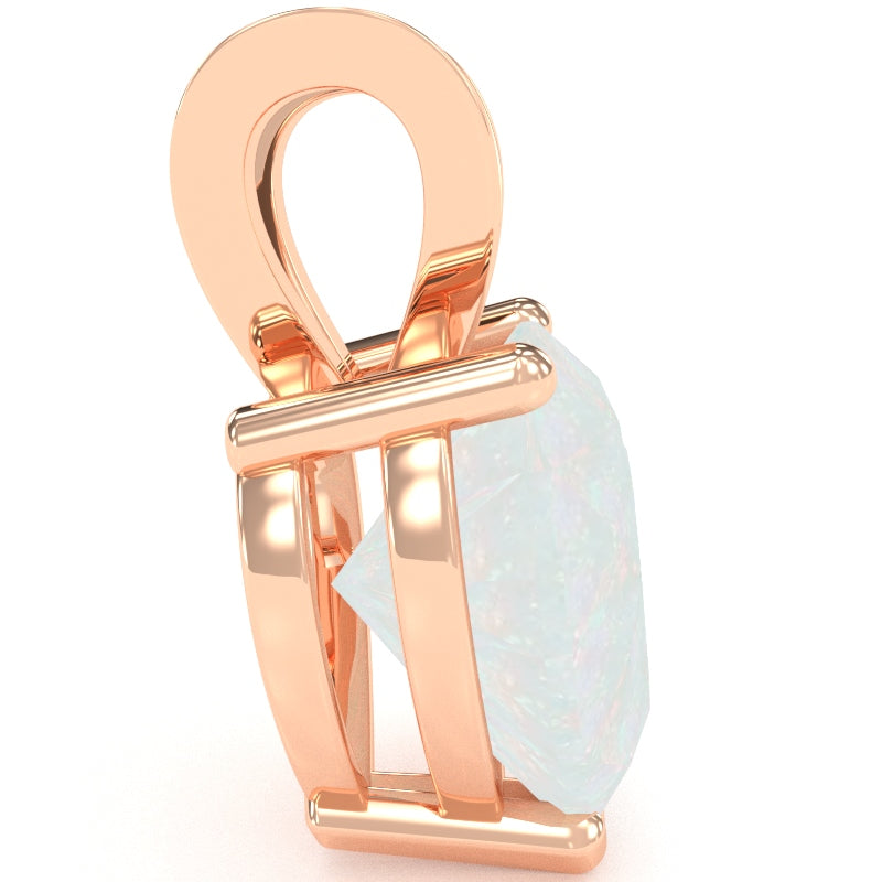 Opal Heart Solitaire Pendant In 14k Rose Gold