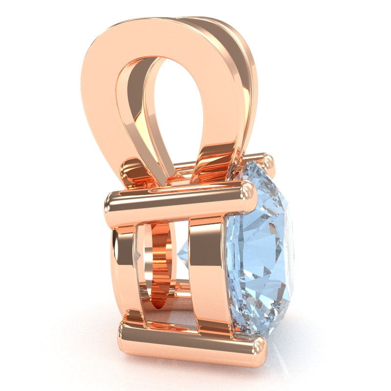 Aquamarine Solitaire Pendant In 14k Rose Gold