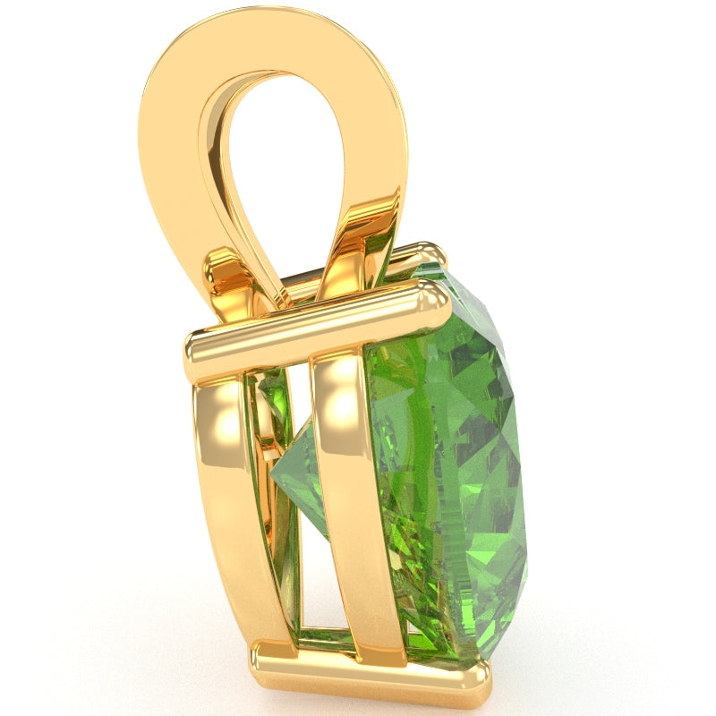 Peridot Heart Solitaire Pendant In 14k Yellow Gold
