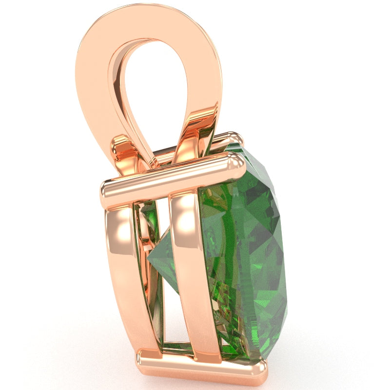 Lab-Created Emerald Heart Solitaire Pendant In 14k Rose Gold