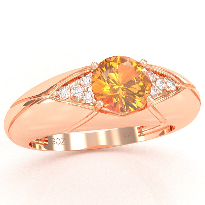 Designer Citrine Diamond Cocktail Ring In Solid 14k Rose Gold