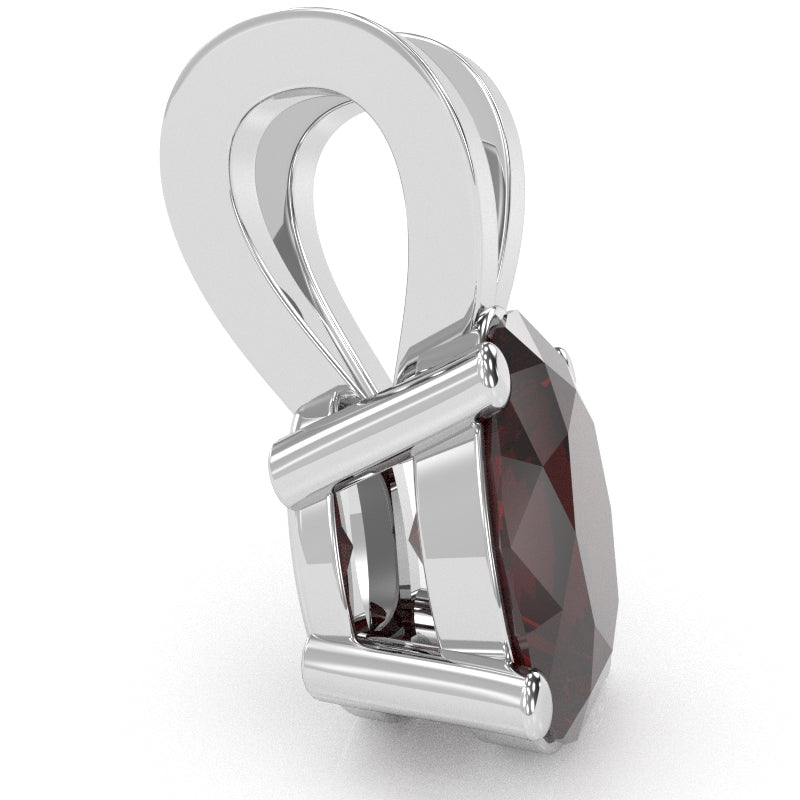 Garnet Oval Solitaire Pendant In 14k White Gold