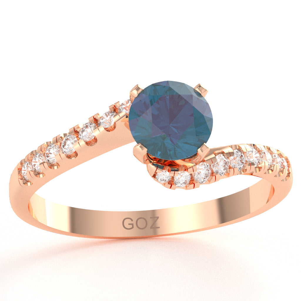 Lab-Created Alexandrite Diamond Curly Dainty Engagement Ring In 10k Rose Gold