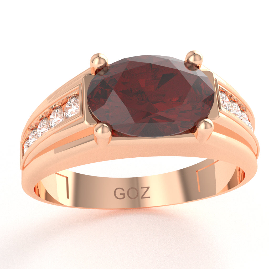 Lab-Created Ruby Diamond Designer Channel Ring In 14k Rose Gold