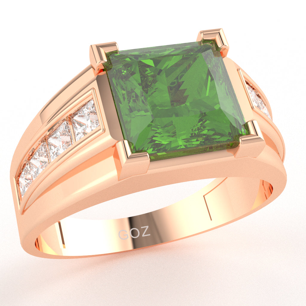 Men's Big Daddy Peridot Lab-Grown Diamond Channel Ring In Solid 10k Rose Gold