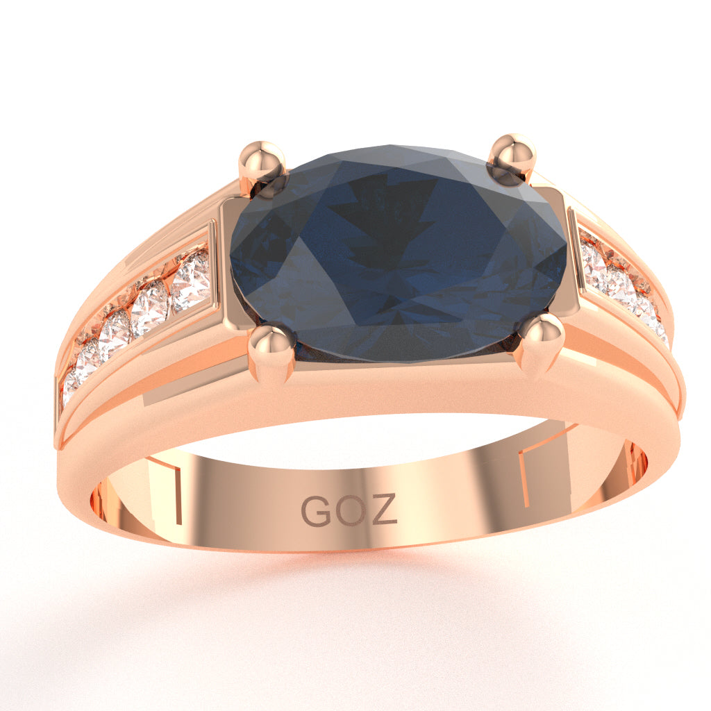 Sapphire Diamond Designer Channel Ring In 14k Rose Gold