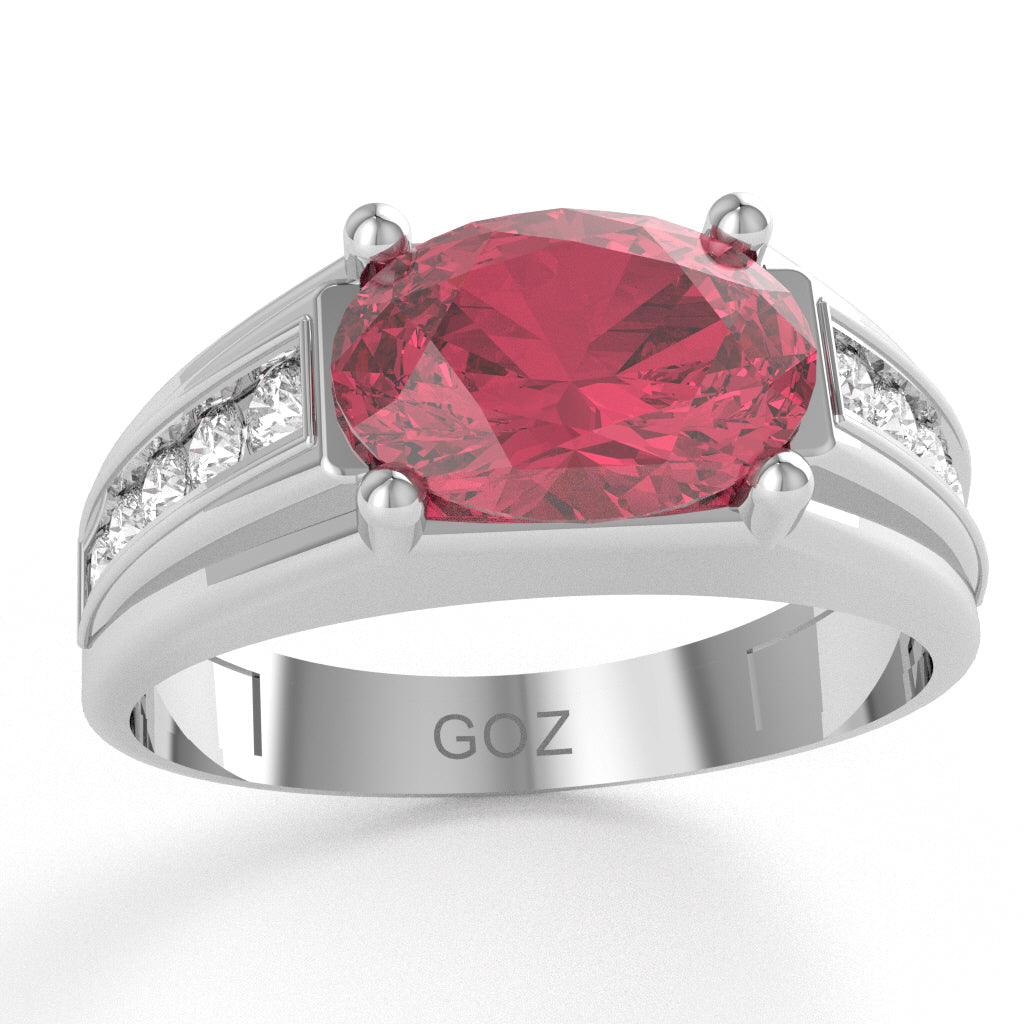 Pink Tourmaline Diamond Designer Channel Ring In 14k White Gold
