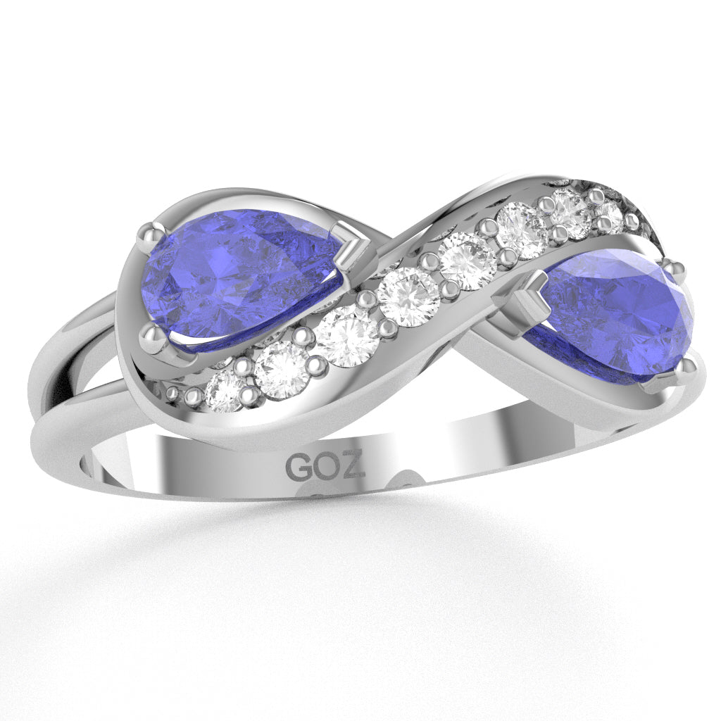 Tanzanite Diamond Infinity Love Ring In 14k White Gold