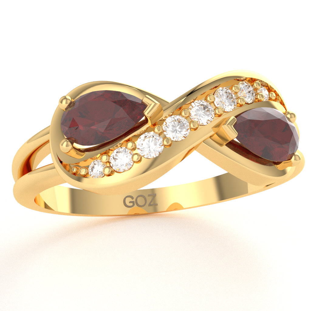 Lab-Created Ruby Diamond Infinity Love Ring In 10k Yellow Gold