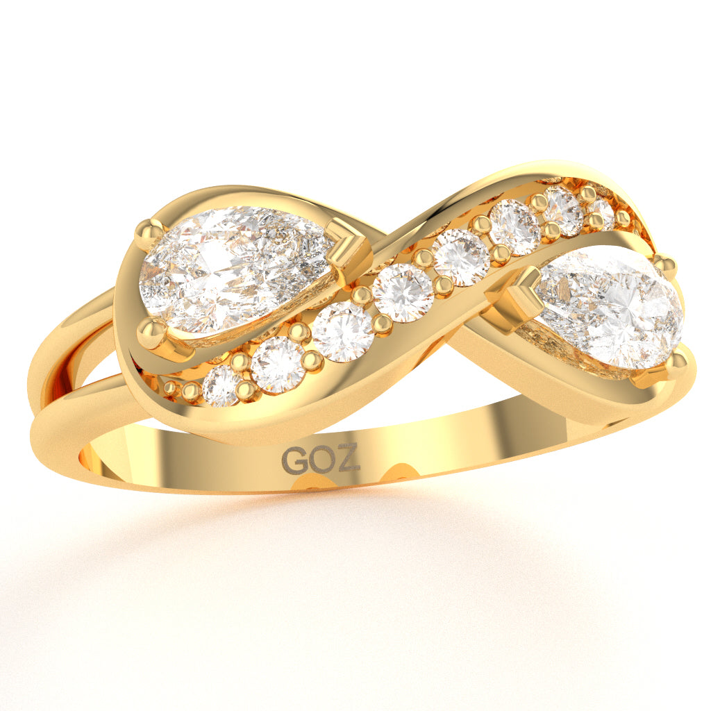 White Topaz Diamond Infinity Love Ring In 14k Yellow Gold