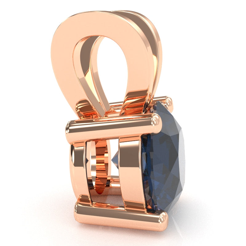 Lab-Created Sapphire Solitaire Pendant In 14k Rose Gold