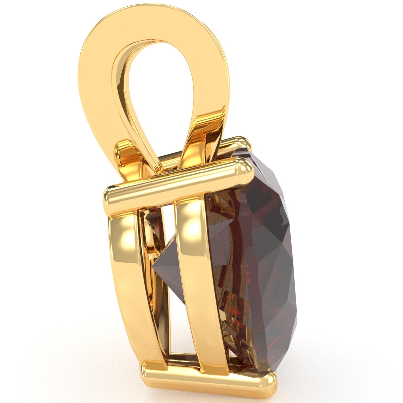 Garnet Heart Solitaire Pendant In 14k Yellow Gold