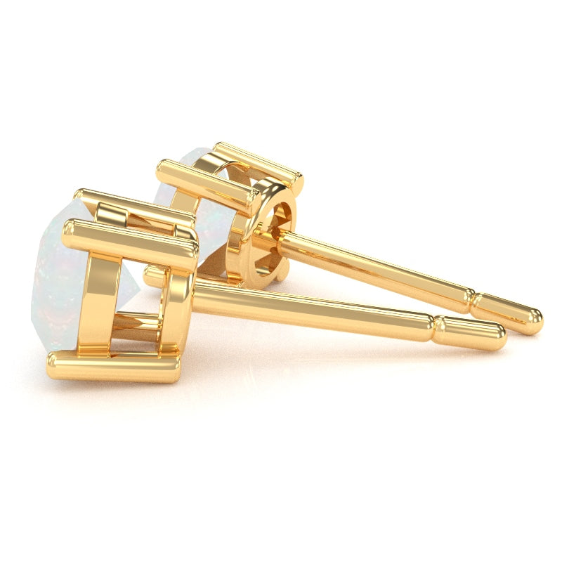 Opal 5mm Round Stud Earrings in 14k Yellow Gold