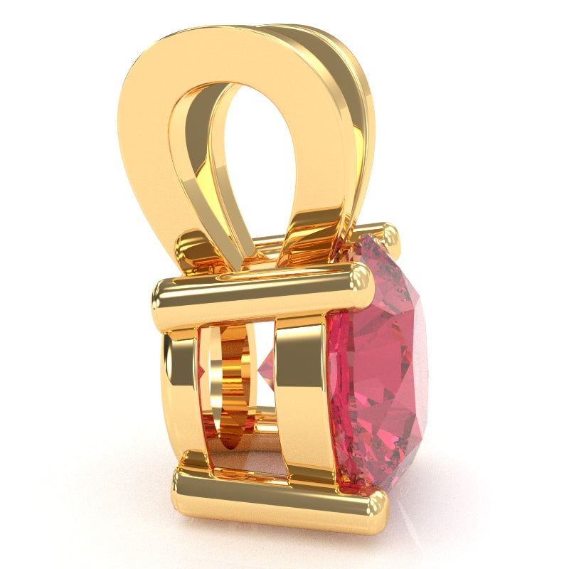 Pink Tourmaline Solitaire Pendant In 14k Yellow Gold