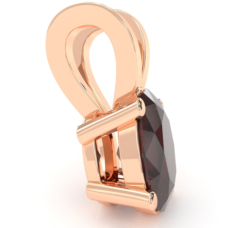 Garnet Oval Solitaire Pendant In 14k Rose Gold