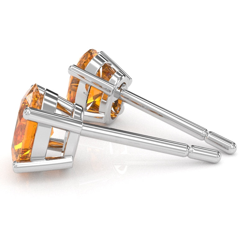 Citrine 7x5mm Oval Stud Earrings in 14k White Gold