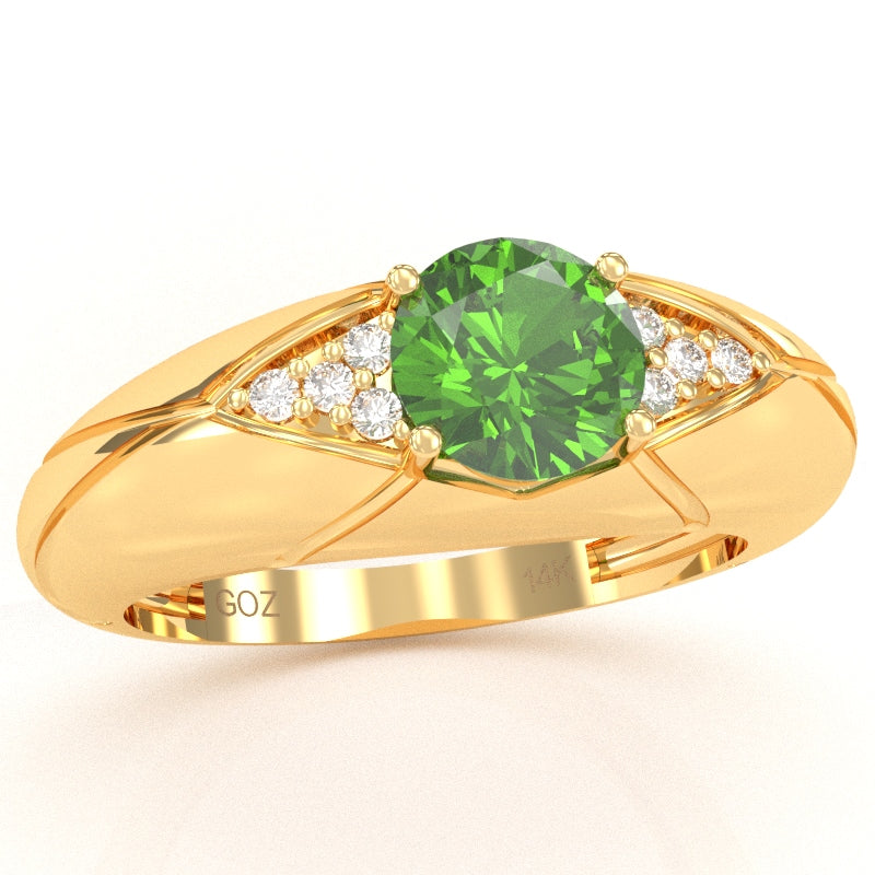 Designer Peridot Diamond Cocktail Ring In Solid 14k Yellow Gold