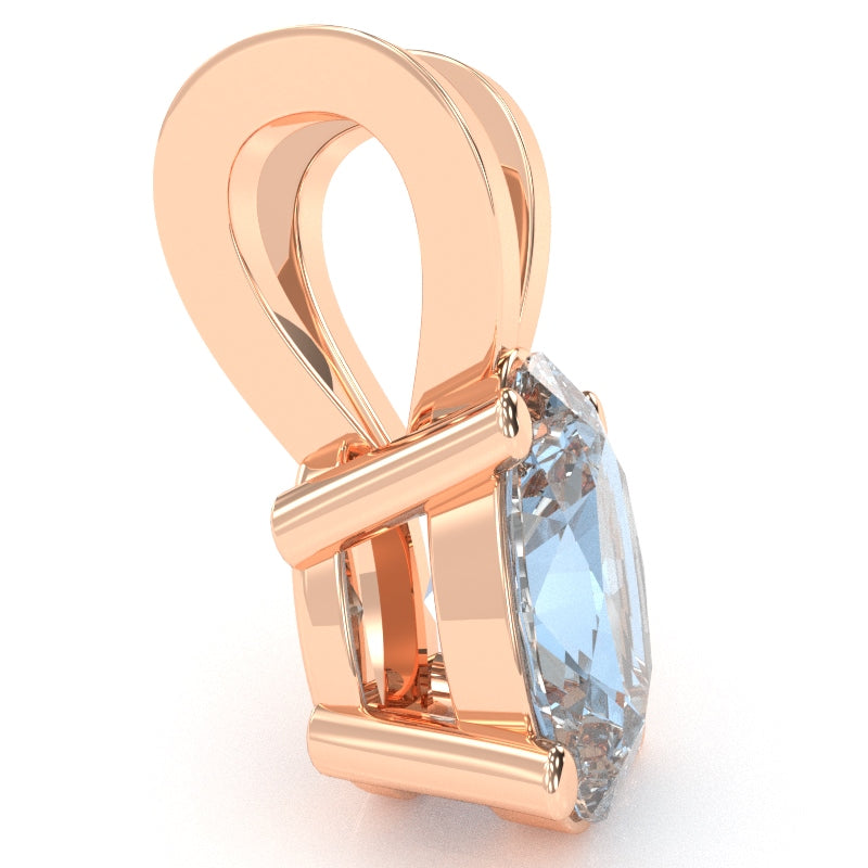 Aquamarine Oval Solitaire Pendant In 14k Rose Gold