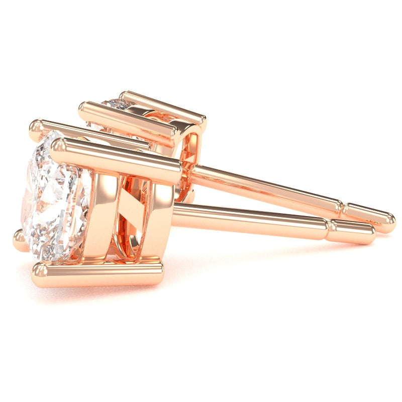 White Topaz 5mm Cushion Stud Earrings in 14k Rose Gold