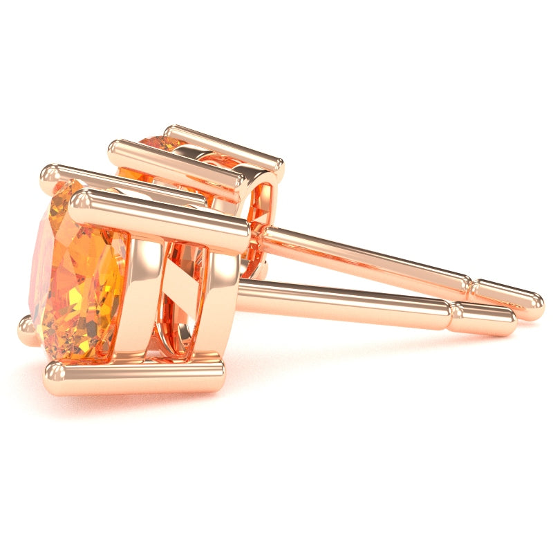 Citrine 5mm Cushion Stud Earrings in 14k Rose Gold