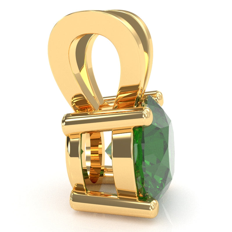 Lab-Created Emerald Solitaire Pendant In 14k Yellow Gold