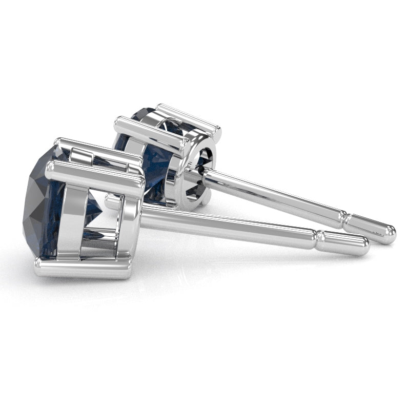 Lab-Created Sapphire 6mm Round Stud Earrings in 14k White Gold