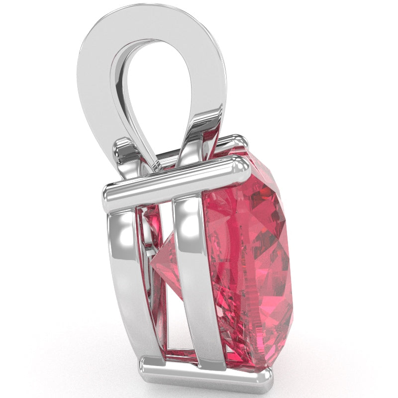 Pink Tourmaline Heart Solitaire Pendant In 14k White Gold