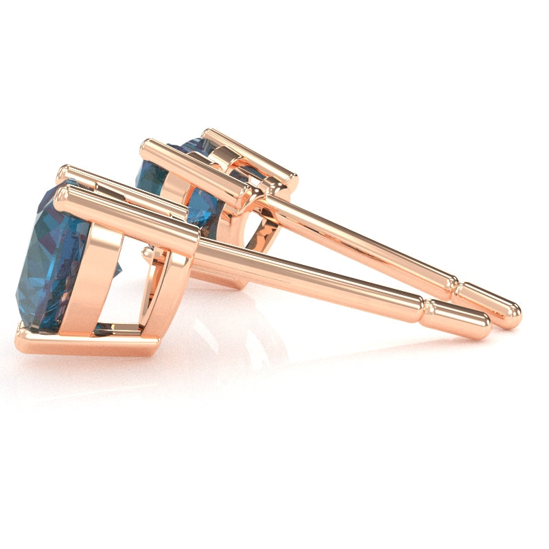 Lab-Created Alexandrite 6mm Heart Stud Earrings in 14k Rose Gold