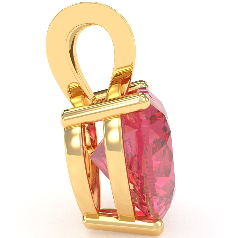 Pink Tourmaline Heart Solitaire Pendant In 14k Yellow Gold