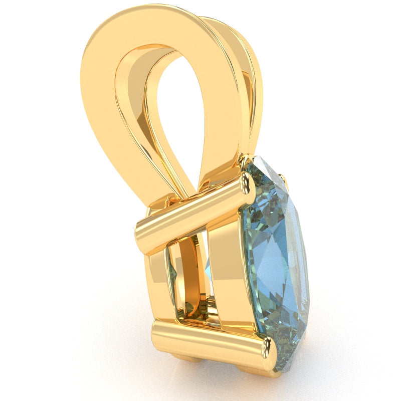 Blue Topaz Oval Solitaire Pendant In 14k Yellow Gold