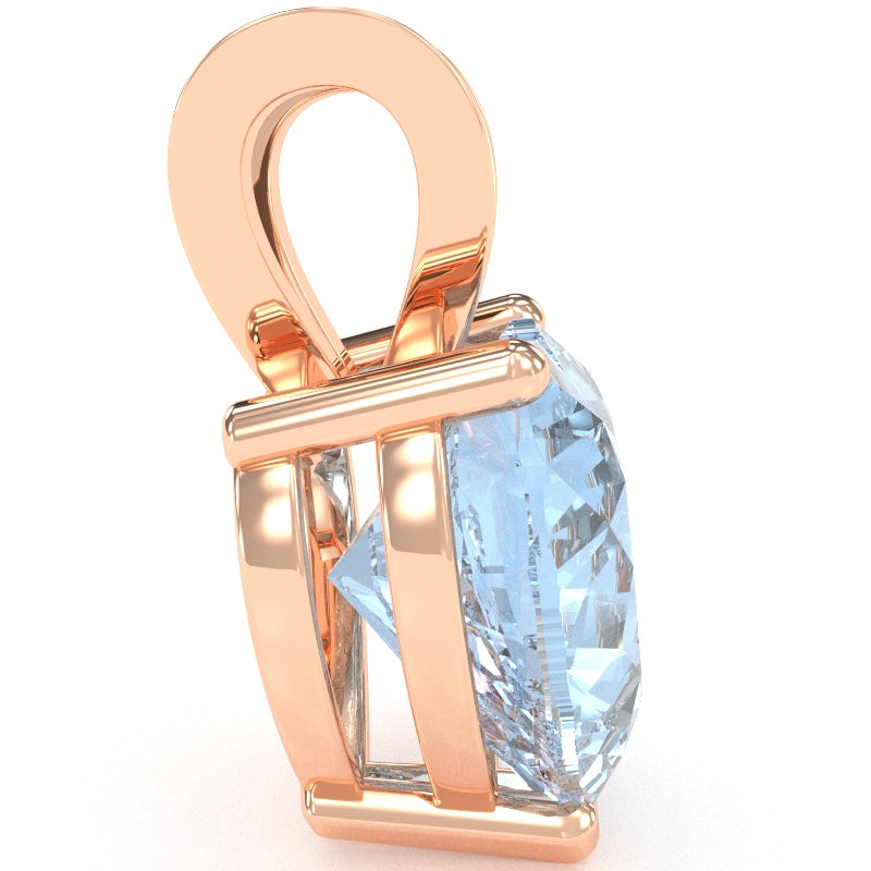 Aquamarine Heart Solitaire Pendant In 14k Rose Gold