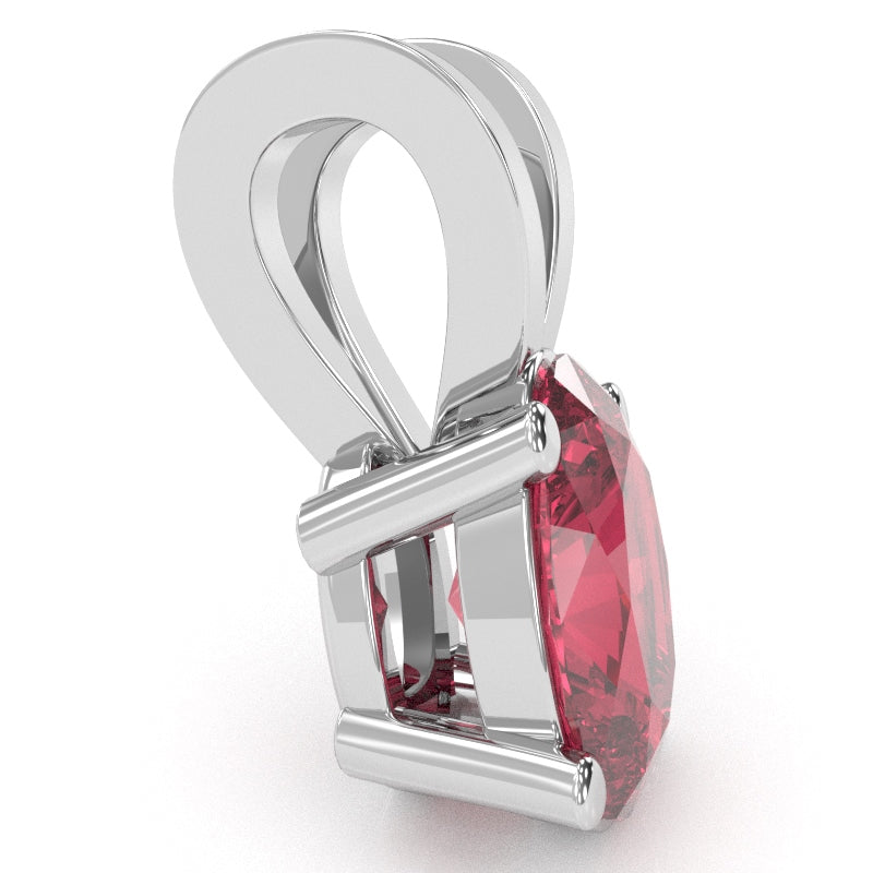 Pink Tourmaline Oval Solitaire Pendant In 14k White Gold