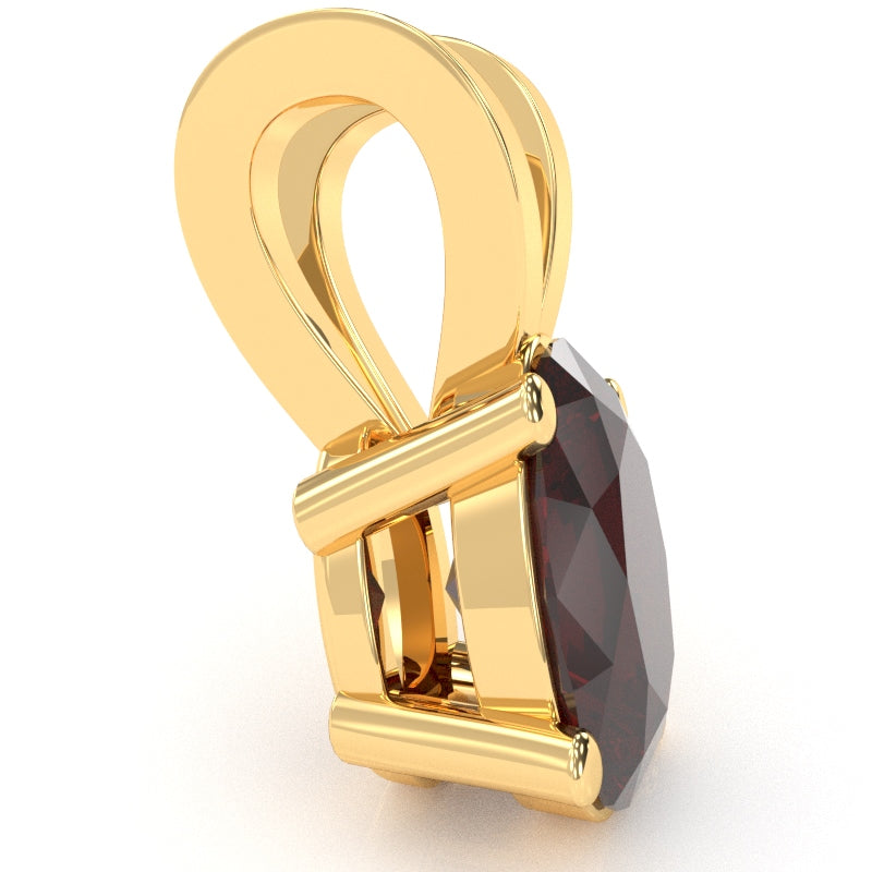 Garnet Oval Solitaire Pendant In 14k Yellow Gold