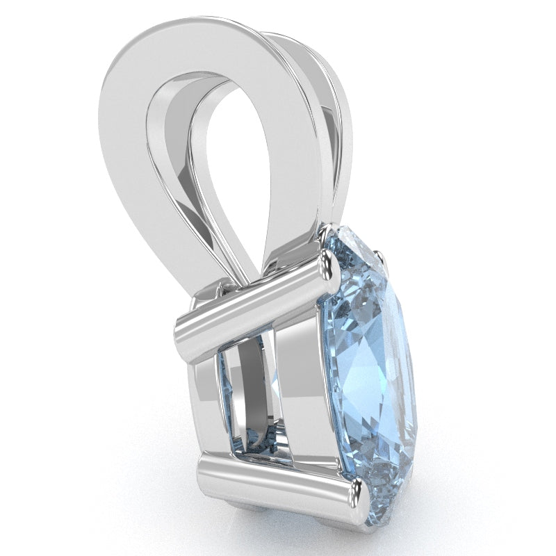 Aquamarine Oval Solitaire Pendant In 14k White Gold