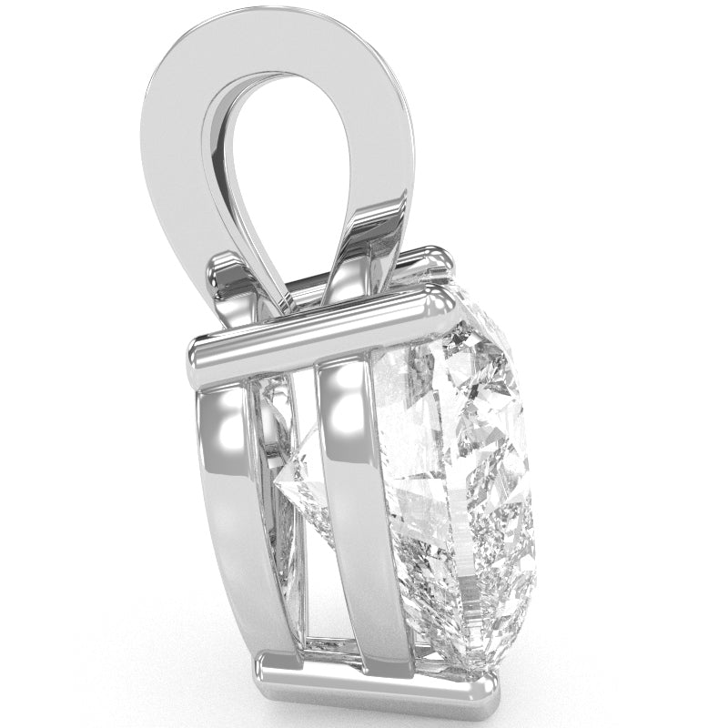 White Topaz Heart Solitaire Pendant In 14k White Gold