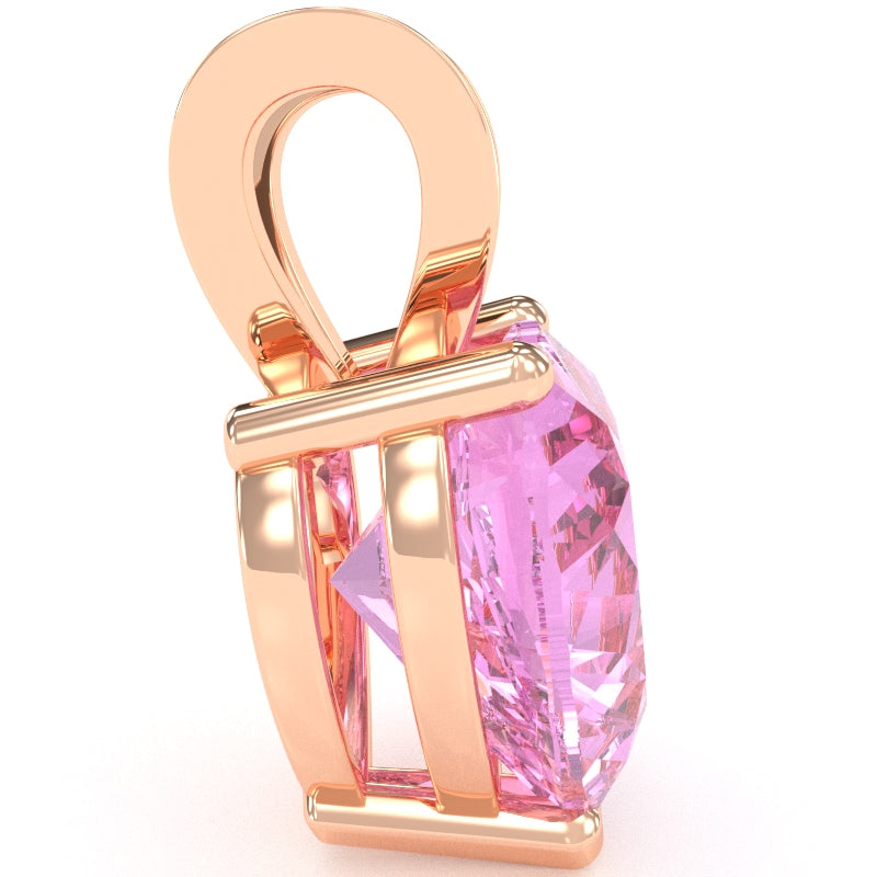 Lab-Created Pink Sapphire Heart Solitaire Pendant In 14k Rose Gold