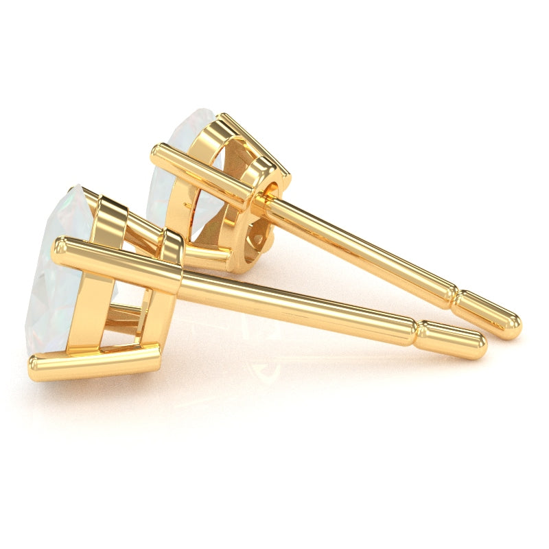 Opal 7x5mm Oval Stud Earrings in 14k Yellow Gold
