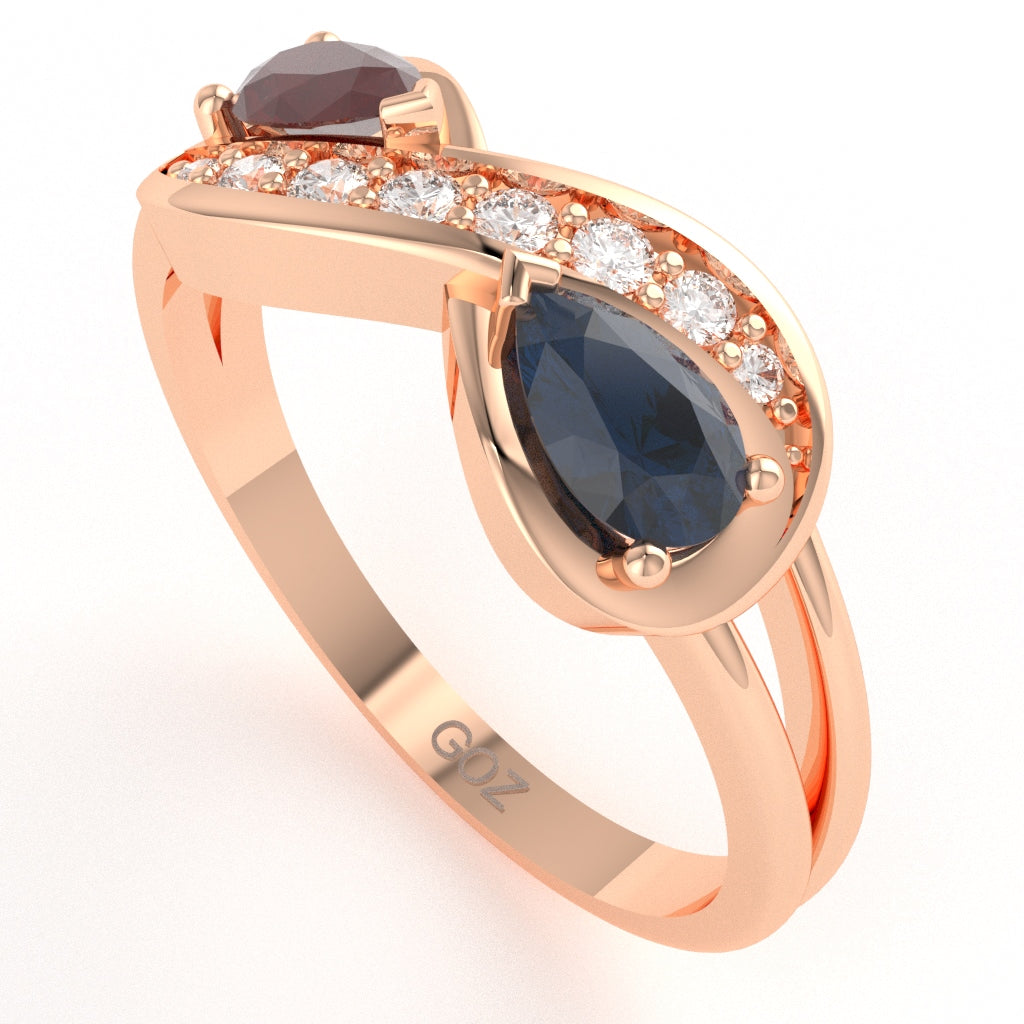 Customizable Gemstone Diamond Infinity Love Ring In 14k Rose Gold