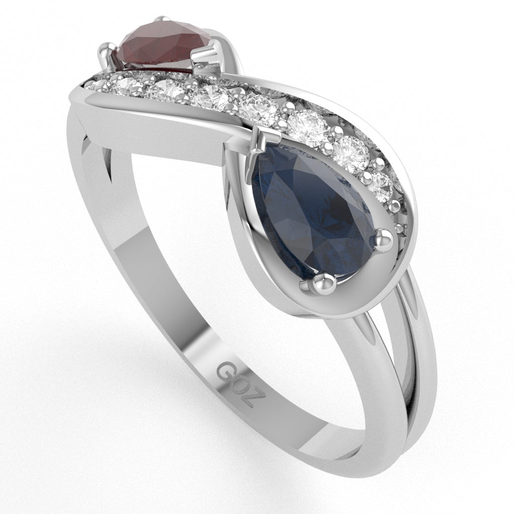 Customizable Gemstone Diamond Infinity Love Ring In 10k White Gold