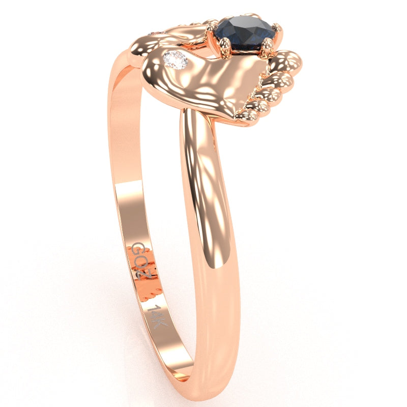 Baby Feet Lab-Created Sapphire Diamond Ring In 14k Rose Gold
