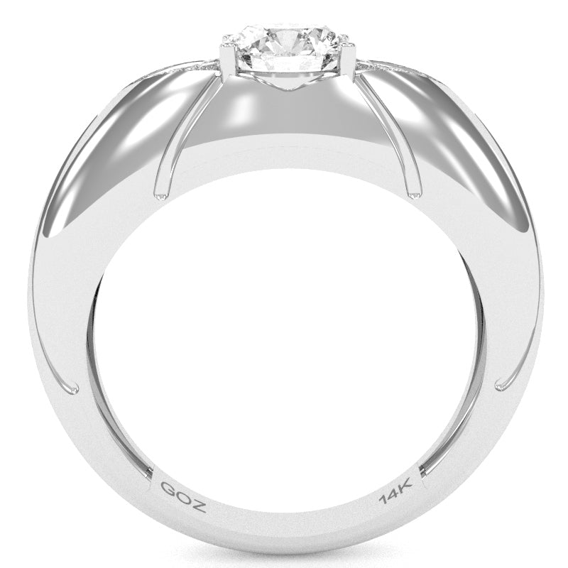 Designer White Topaz Diamond   Cocktail Ring In Solid 14k White Gold